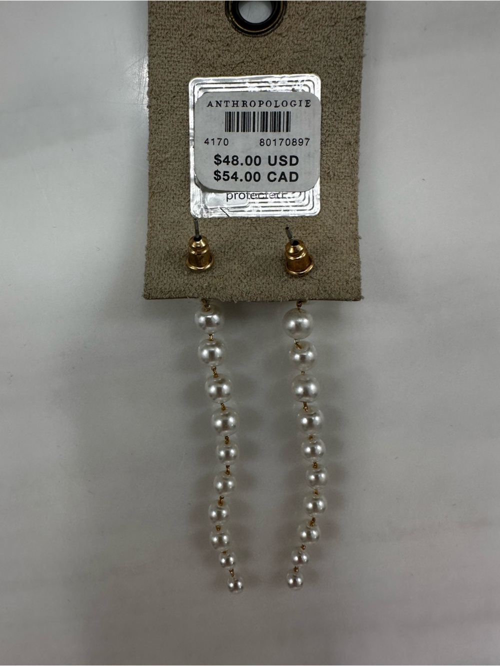 Anthropologie Gold & White Graduated Pearl Drop Earrings